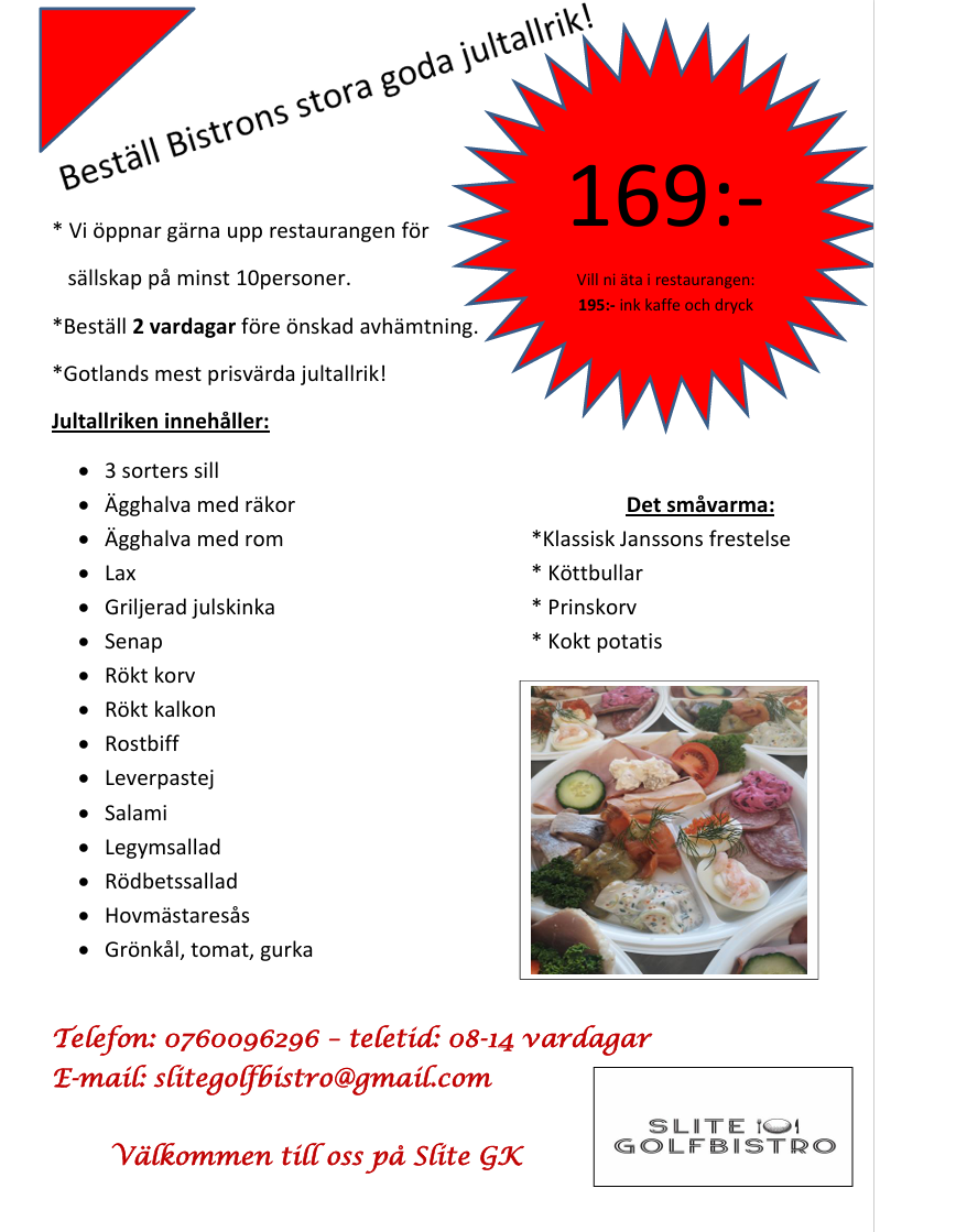 Slite Golfbistros Jultallrik